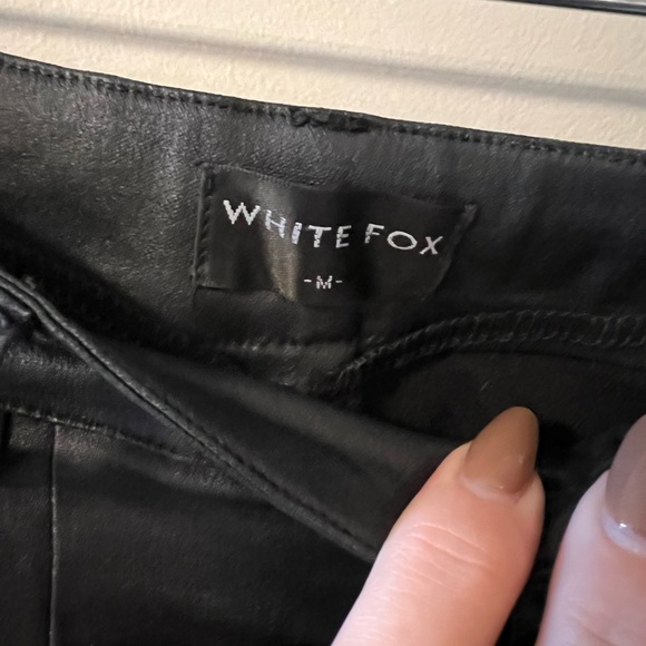 Split Hem Leather / Coated Pants - Picture 3 of 5